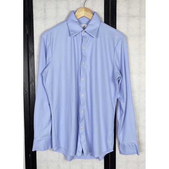 Mizzen+Main Tradition Evolved Blue Trim Fit Performance Button Up Shirt. - Picture 1 of 5